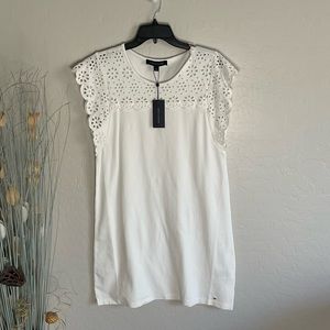 NWT Tommy Hilfiger Womens Cotton White eyelet cutout Mini Dress Size M